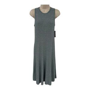 The Limited Sleeveless Ribbed Knit Dress Small Tank Sweater Blue Metallic Crew